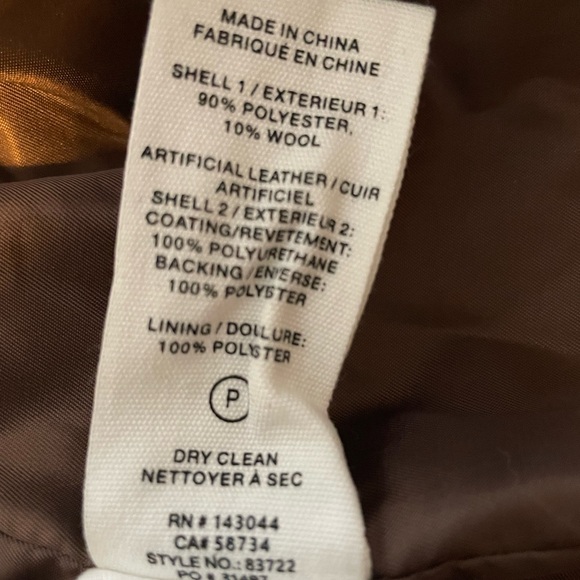 Anthropologie Brown Trench Coat NWT with Classic Collar and Plaid - Picture 5 of 8